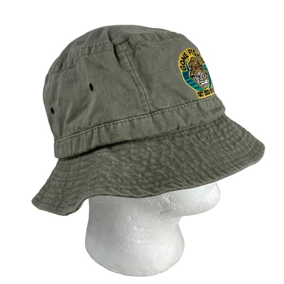 Vintage Gone Fishin’ Get Used To It Bucket Sun Hat L/XL 1990s Funny Gift Summer - Picture 8 of 14